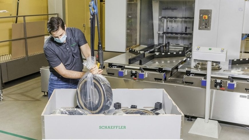 Schaeffler und Flender entwickeln innovatives und umweltfreundliches Verpackungssystem für Großlager